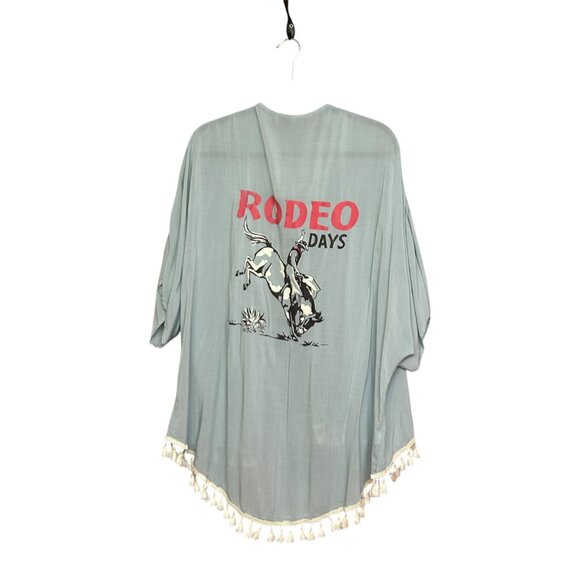 Cruel Denim Womens Blue Tassel Trimmed Rodeo Days Open Front Kimono Size XL - Picture 1 of 6